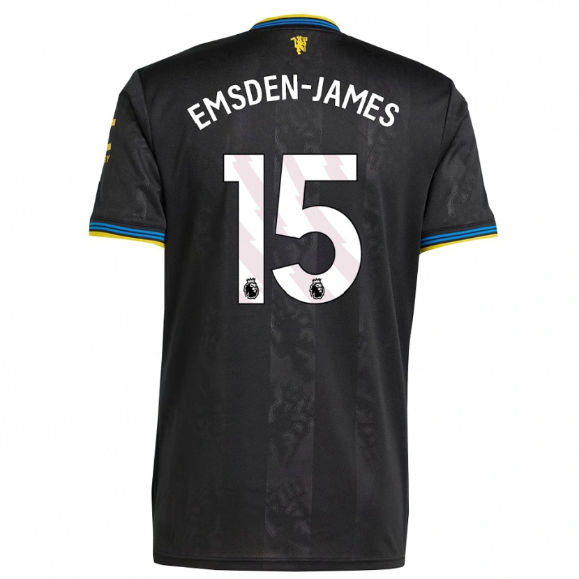 DanxenキッズHarley Emsden-James#15ブラック イエロー ブルーサードユニフォームシャツ2025/26ジャージーユニフォーム