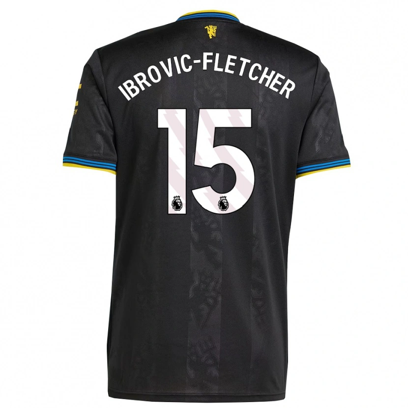 DanxenキッズEdward Ibrovic-Fletcher#15ブラック イエロー ブルーサードユニフォームシャツ2025/26ジャージーユニフォーム