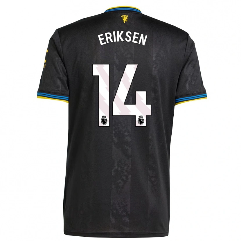 Danxenキッズクリスティアン・エリクセン#14ブラック イエロー ブルーサードユニフォームシャツ2025/26ジャージーユニフォーム