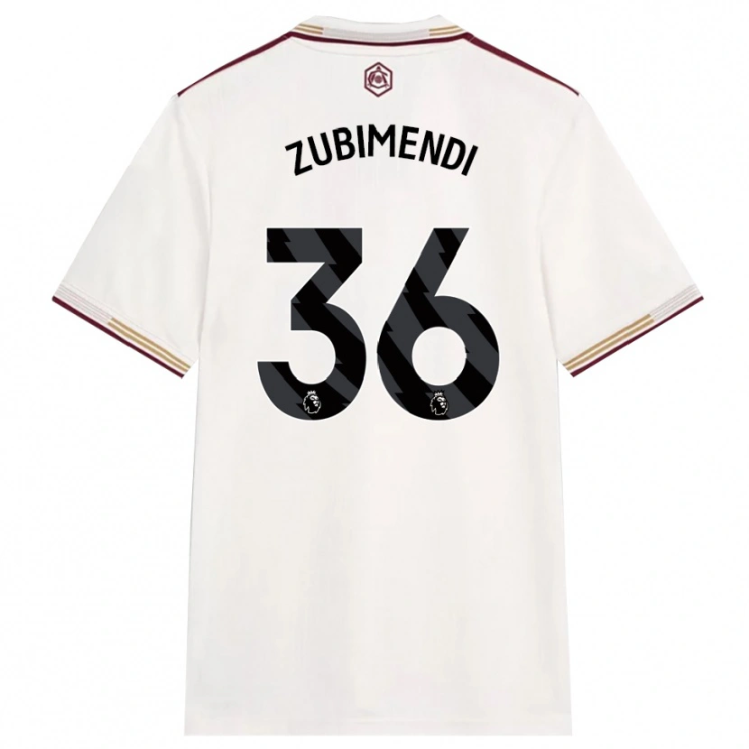 Danxenキッズマルティン・スビメンディ#36オフホワイト バーガンディサードユニフォームシャツ2025/26ジャージーユニフォーム