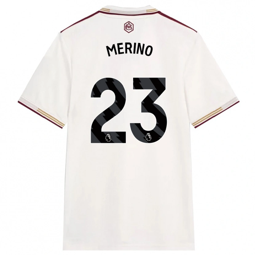 Danxenキッズミケル・メリーノ#23オフホワイト バーガンディサードユニフォームシャツ2025/26ジャージーユニフォーム