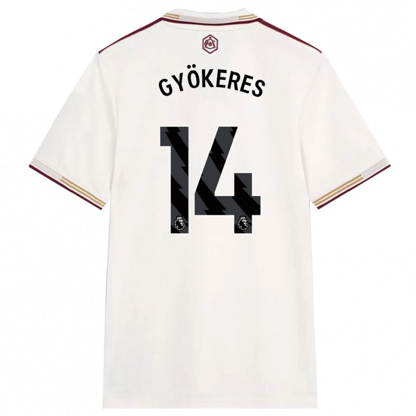 Danxenキッズヴィクトル・ギェケレシュ#14オフホワイト バーガンディサードユニフォームシャツ2025/26ジャージーユニフォーム