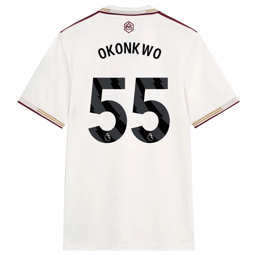 Danxenキッズブライアン・オコンクウォ#55オフホワイト バーガンディサードユニフォームシャツ2025/26ジャージーユニフォーム