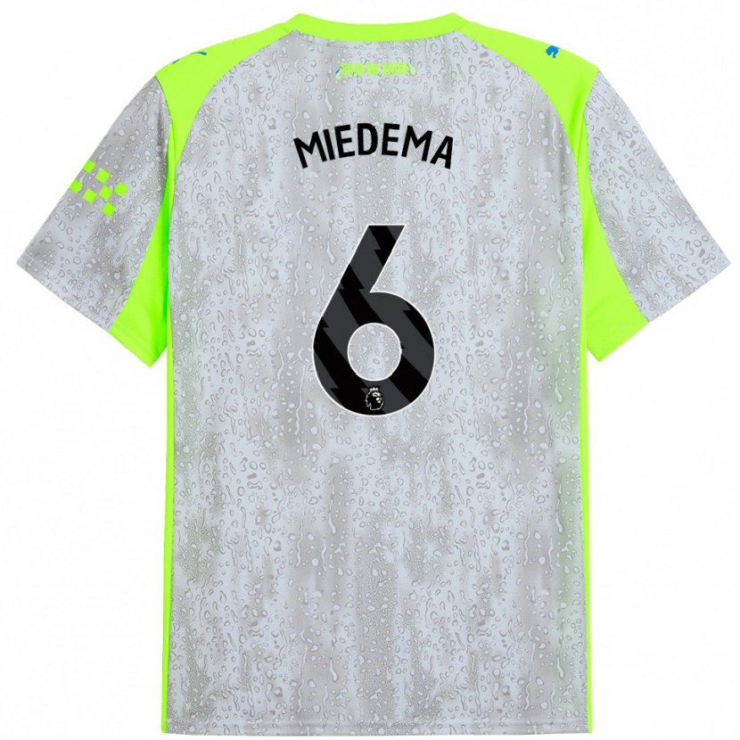 Danxenキッズフィフィアネ・ミデマー#6グレー イエローサードユニフォームシャツ2025/26ジャージーユニフォーム