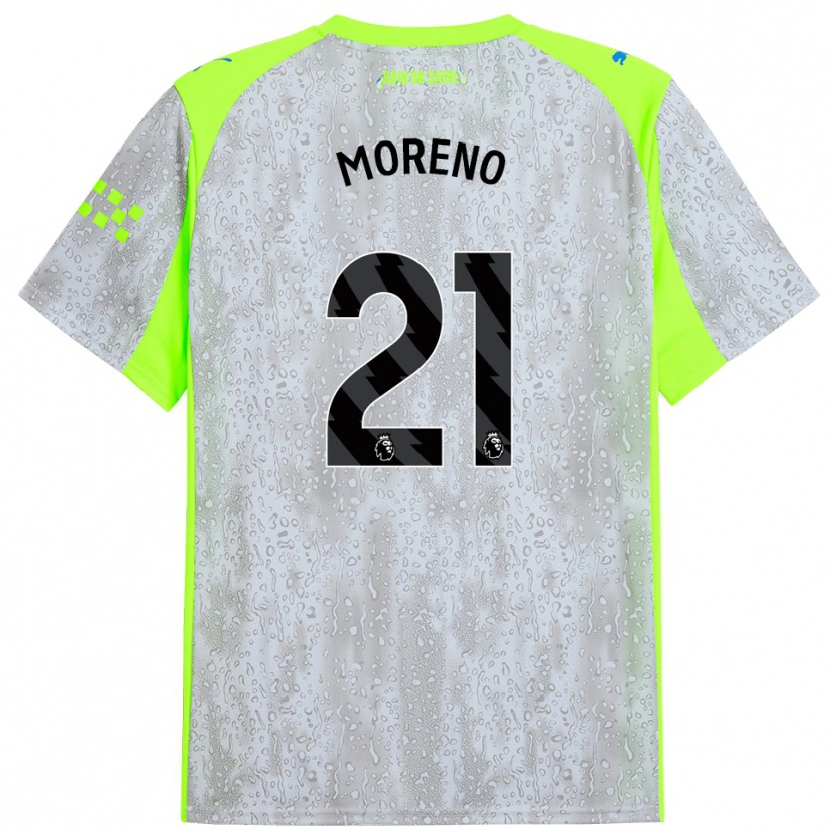 Danxenキッズマルロス・モレノ#21グレー イエローサードユニフォームシャツ2025/26ジャージーユニフォーム