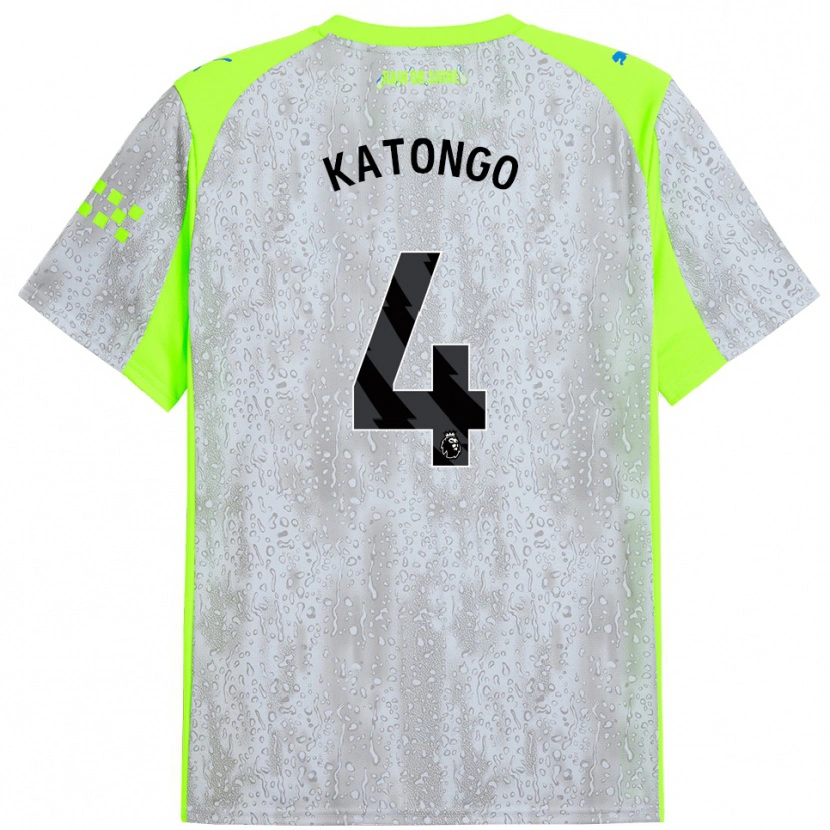 Danxenキッズジャデル・カトンゴ#4グレー イエローサードユニフォームシャツ2025/26ジャージーユニフォーム