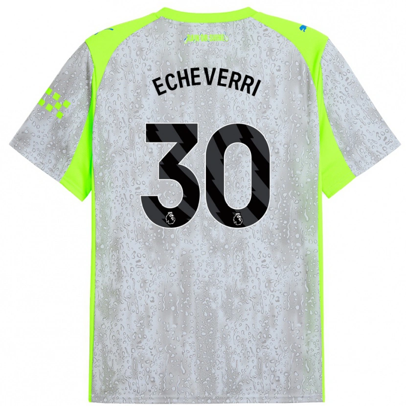 Danxenキッズクラウディオ・エチェベリ#30グレー イエローサードユニフォームシャツ2025/26ジャージーユニフォーム