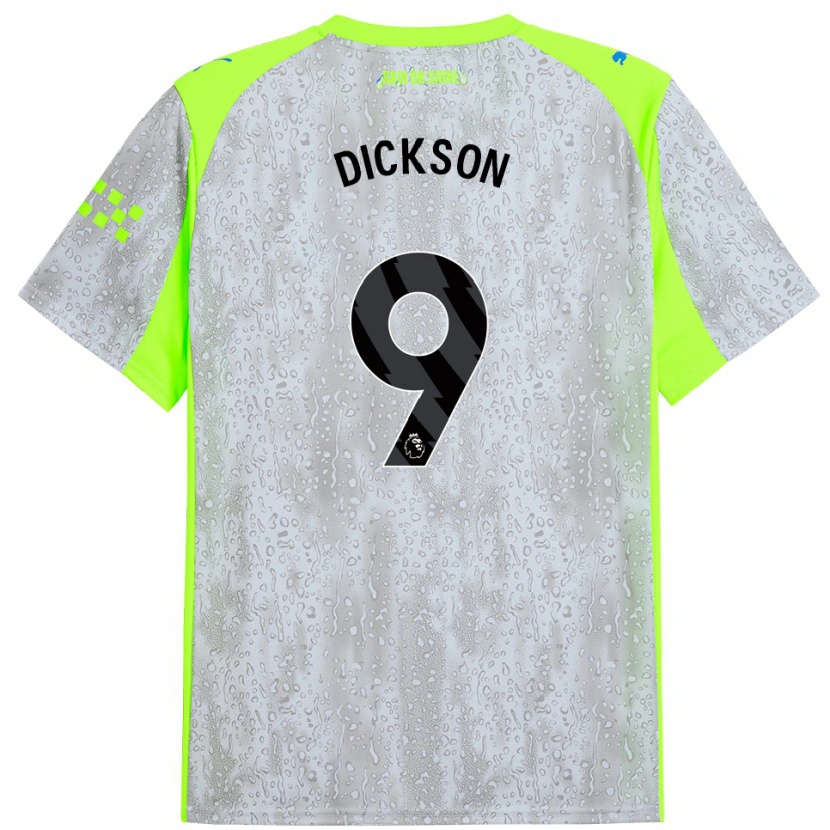 Danxenキッズディクソン#9グレー イエローサードユニフォームシャツ2025/26ジャージーユニフォーム