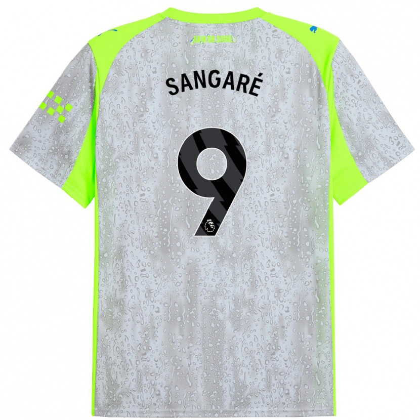 Danxenキッズマハマドゥ・サンガレ#9グレー イエローサードユニフォームシャツ2025/26ジャージーユニフォーム