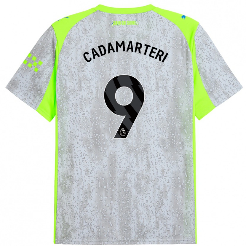 DanxenキッズCaelan Cadamarteri#9グレー イエローサードユニフォームシャツ2025/26ジャージーユニフォーム