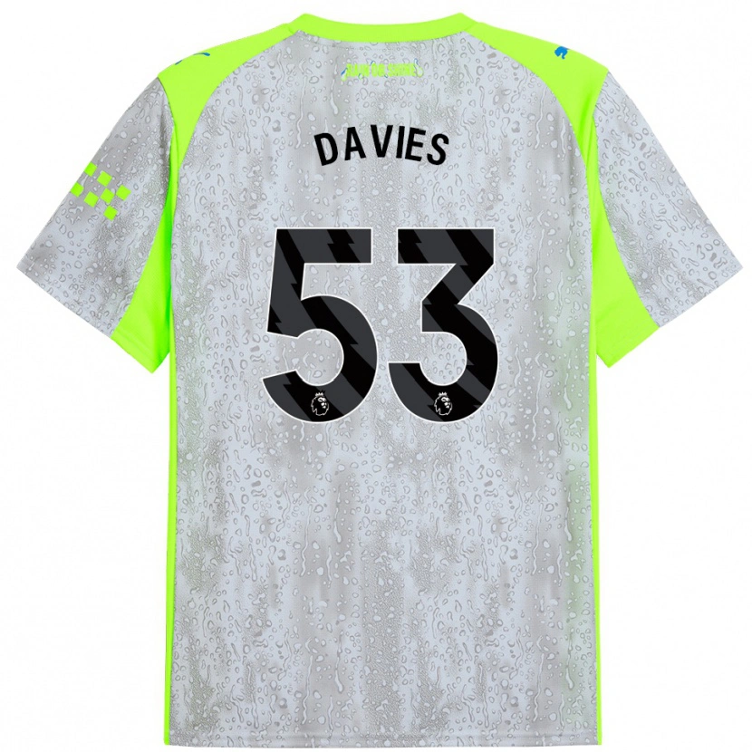 DanxenキッズMayzee Davies#53グレー イエローサードユニフォームシャツ2025/26ジャージーユニフォーム
