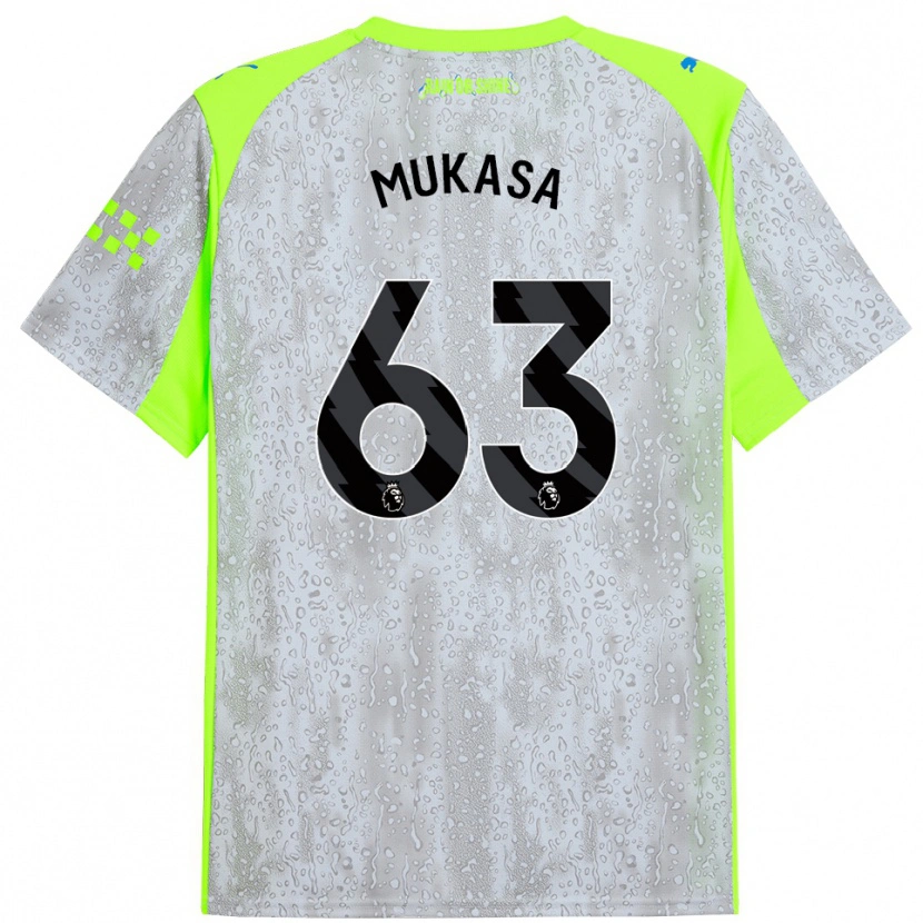 Danxenキッズディバイン・ムカサ#63グレー イエローサードユニフォームシャツ2025/26ジャージーユニフォーム