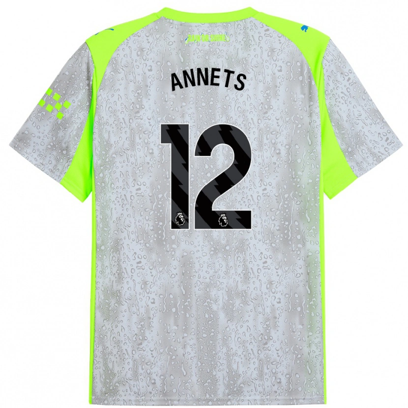 DanxenキッズEve Annets#12グレー イエローサードユニフォームシャツ2025/26ジャージーユニフォーム