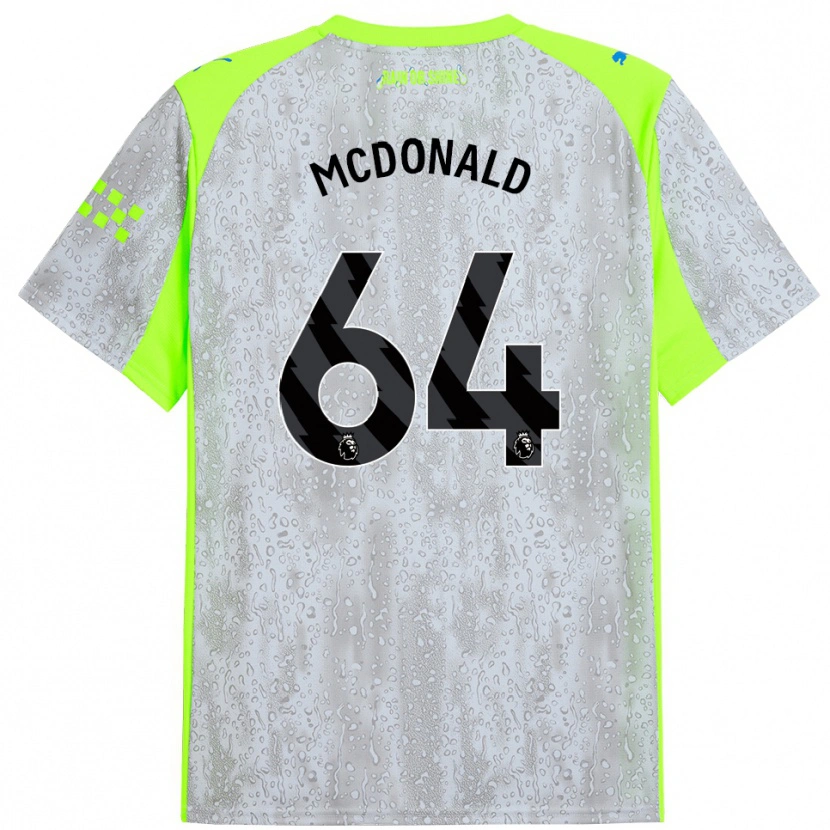 Danxenキッズローワン・マクドナルド#64グレー イエローサードユニフォームシャツ2025/26ジャージーユニフォーム