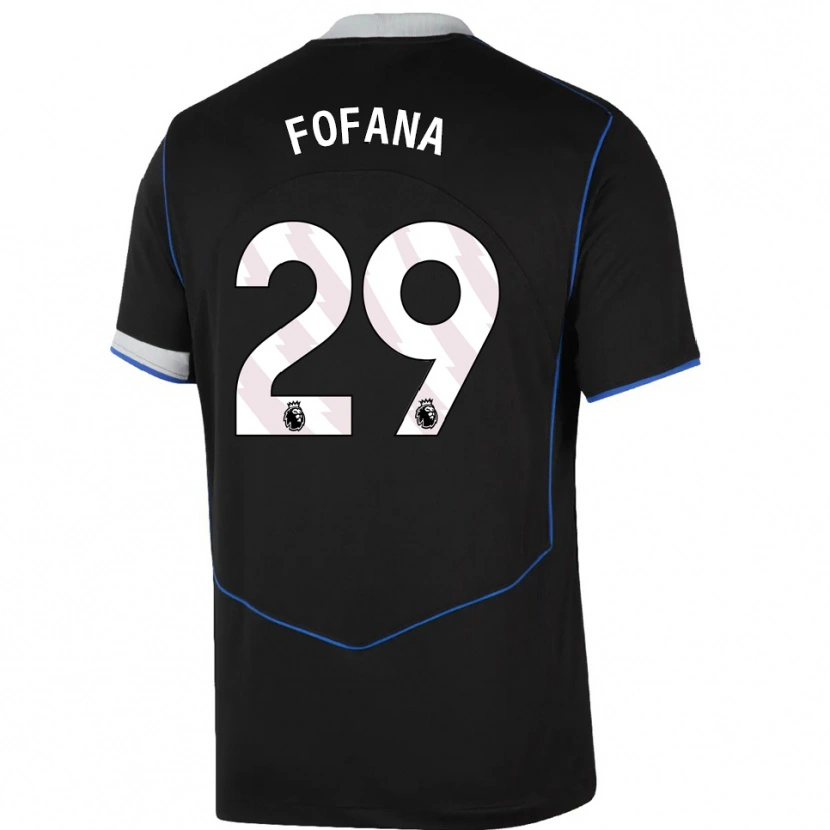 Danxenキッズウェズリー・フォファーナ#29ブラック ブルー シルバーサードユニフォームシャツ2025/26ジャージーユニフォーム