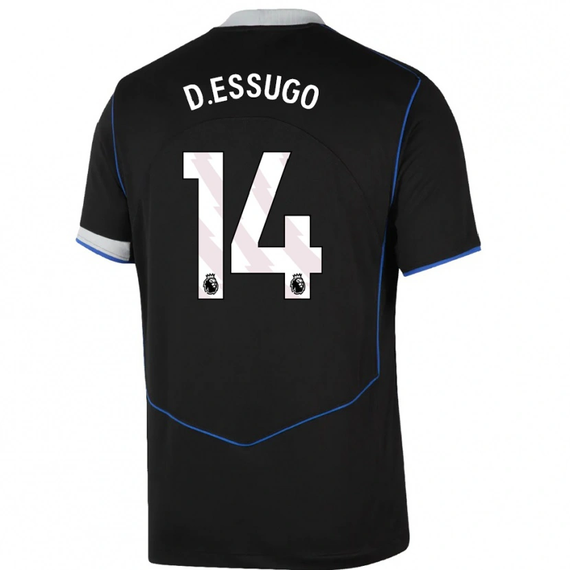 Danxenキッズダリオ・エスーゴ#14ブラック ブルー シルバーサードユニフォームシャツ2025/26ジャージーユニフォーム