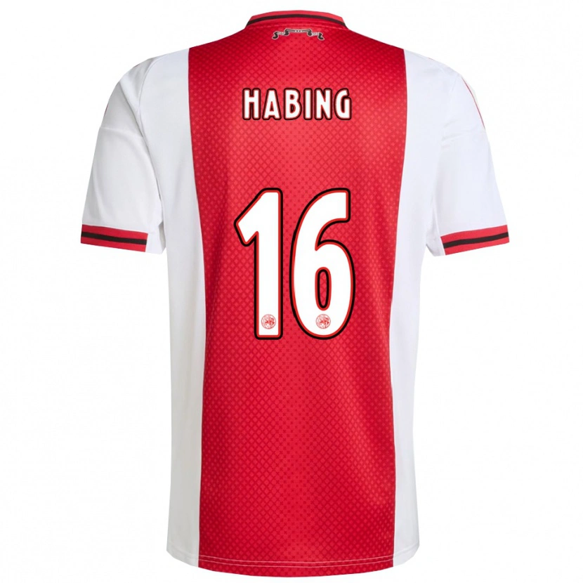 DanxenメンズYouri Habing#16レッド ホワイトホームシャツ2025/26ジャージーユニフォーム