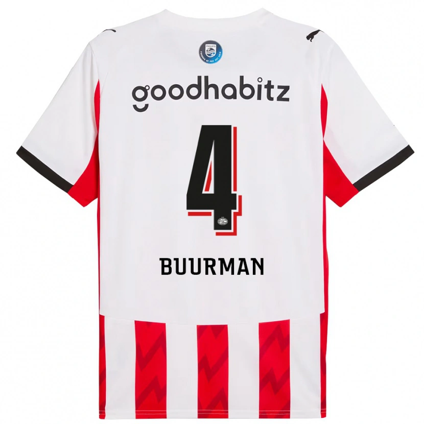 DanxenメンズVeerle Buurman#4レッド ホワイトホームシャツ2025/26ジャージーユニフォーム