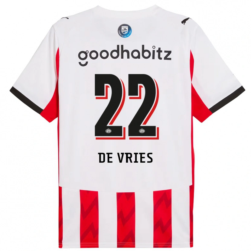 DanxenメンズLyam De Vries#22レッド ホワイトホームシャツ2025/26ジャージーユニフォーム