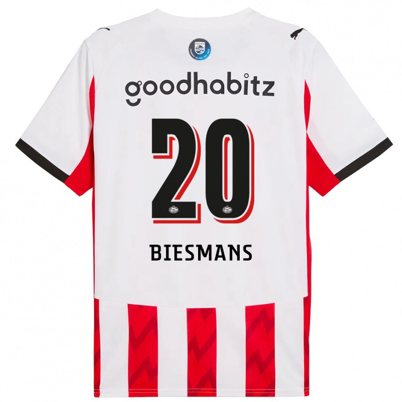 DanxenメンズJulie Biesmans#20レッド ホワイトホームシャツ2025/26ジャージーユニフォーム