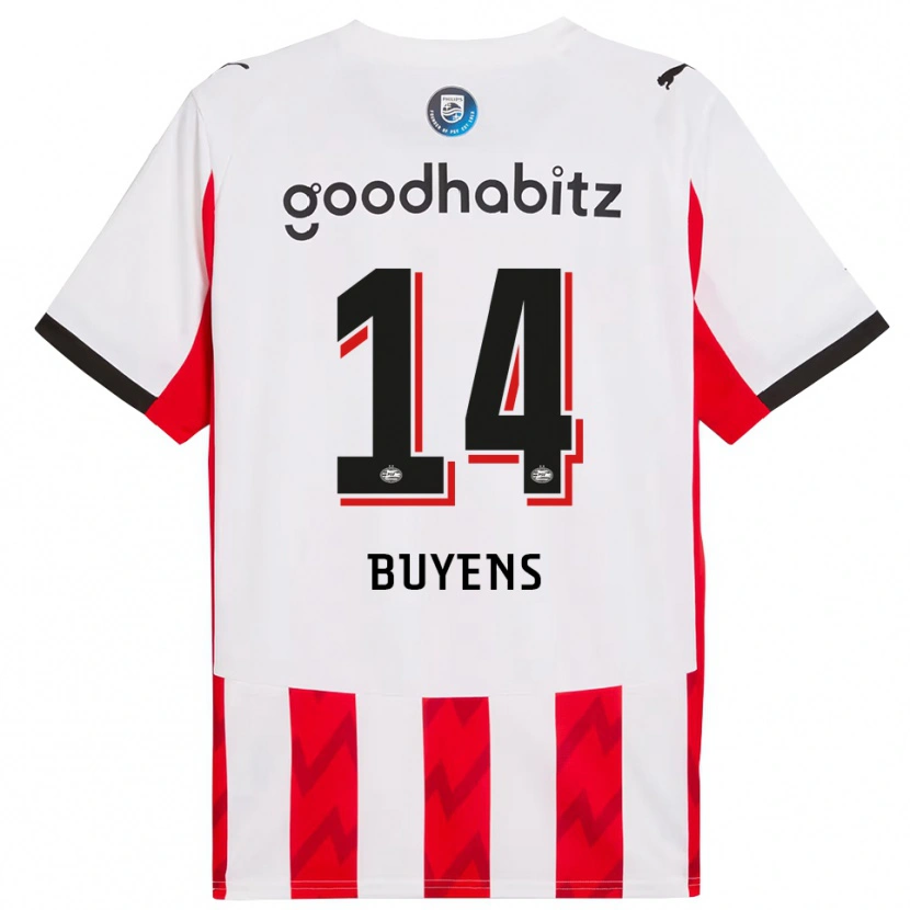 DanxenメンズMathieu Buyens#14レッド ホワイトホームシャツ2025/26ジャージーユニフォーム