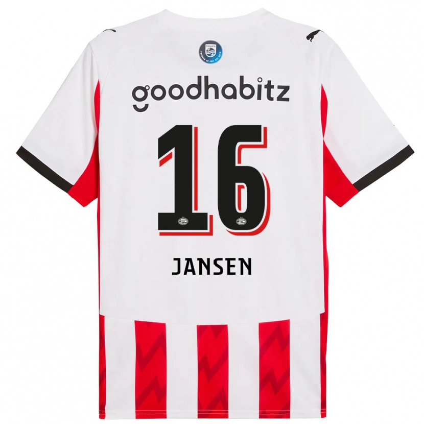 DanxenメンズSem Jansen#16レッド ホワイトホームシャツ2025/26ジャージーユニフォーム