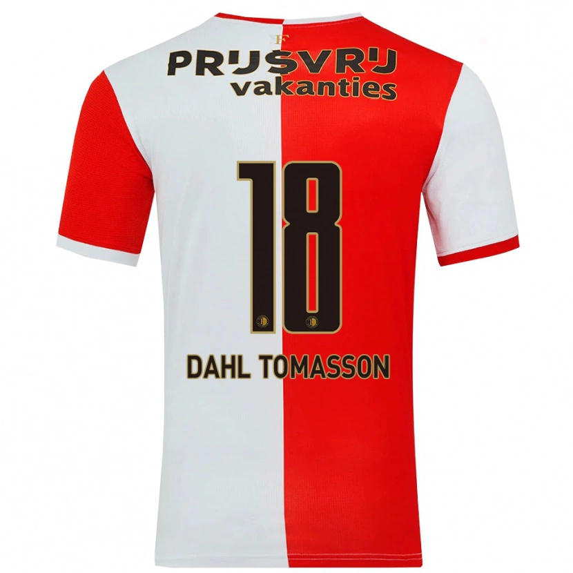 DanxenメンズLuca Dahl Tomasson#18レッド ホワイトホームシャツ2025/26ジャージーユニフォーム