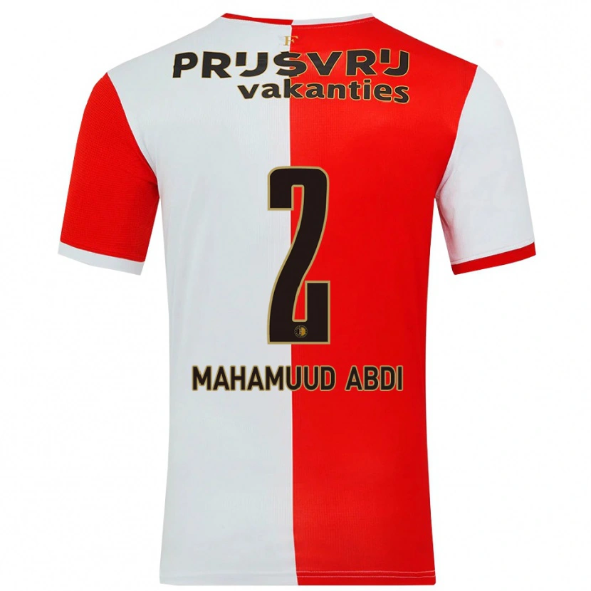 DanxenメンズNuuradiin Mahamuud Abdi#2レッド ホワイトホームシャツ2025/26ジャージーユニフォーム