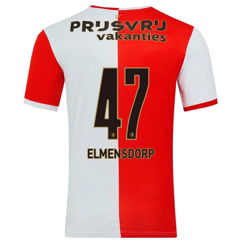 DanxenメンズParis Elmensdorp#47レッド ホワイトホームシャツ2025/26ジャージーユニフォーム