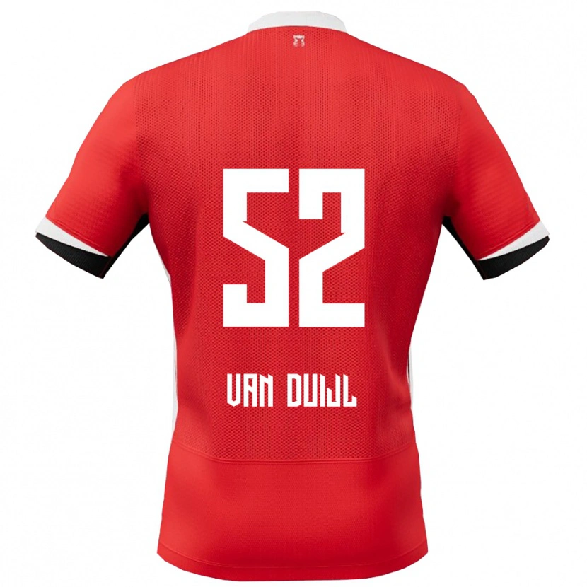 DanxenメンズBilly Van Duijl#52レッド ホワイトホームシャツ2025/26ジャージーユニフォーム