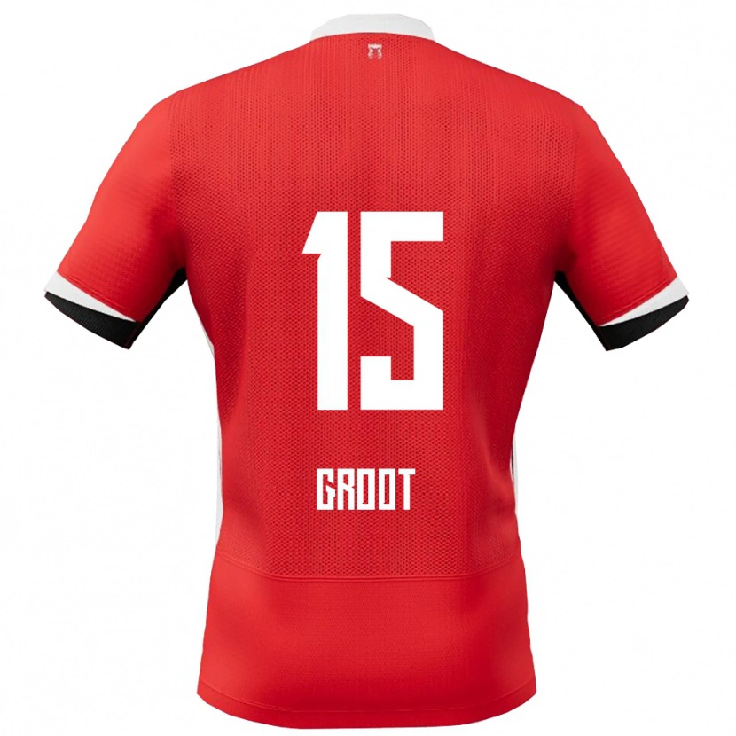 DanxenメンズPleun Groot#15レッド ホワイトホームシャツ2025/26ジャージーユニフォーム