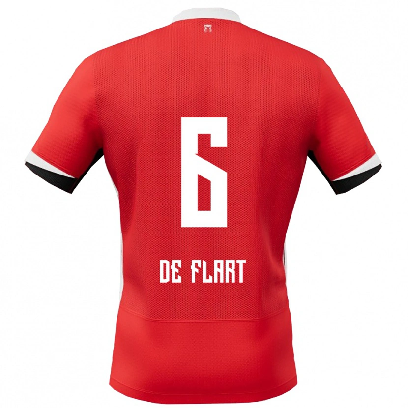DanxenメンズOnne De Flart#6レッド ホワイトホームシャツ2025/26ジャージーユニフォーム