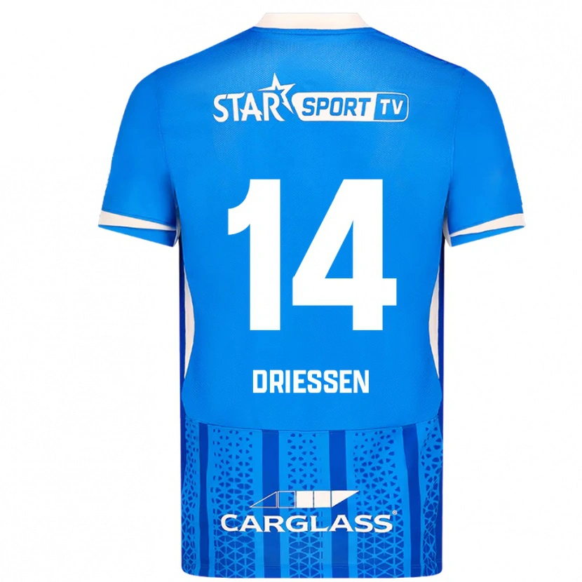 DanxenメンズJelle Driessen#14ブルー ホワイトホームシャツ2025/26ジャージーユニフォーム