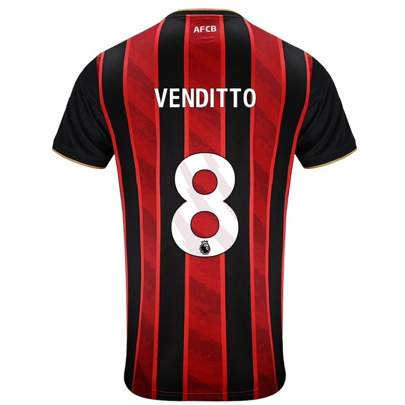 DanxenメンズOlivia Venditto#8レッド ブラックホームシャツ2025/26ジャージーユニフォーム
