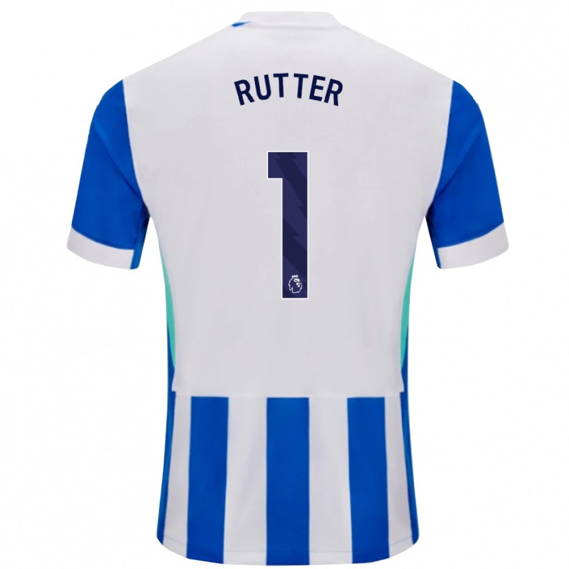 DanxenメンズWilliam Rutter#1ブルー ホワイトホームシャツ2025/26ジャージーユニフォーム