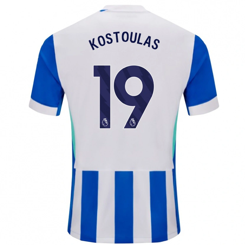 DanxenメンズCharalampos Kostoulas#19ブルー ホワイトホームシャツ2025/26ジャージーユニフォーム