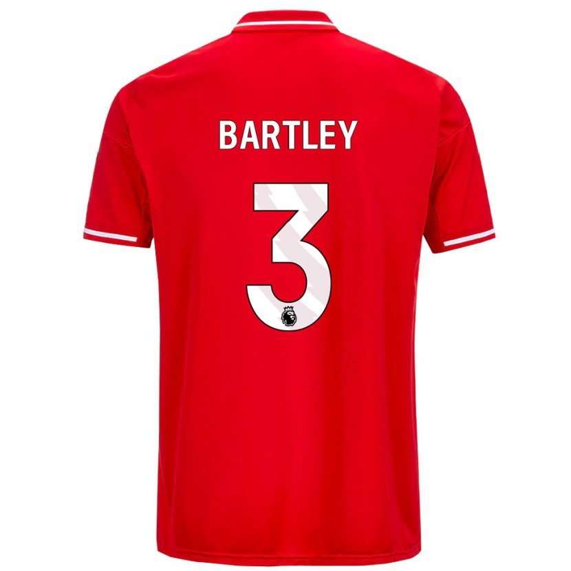 DanxenメンズOkello Bartley#3レッド ホワイトホームシャツ2025/26ジャージーユニフォーム