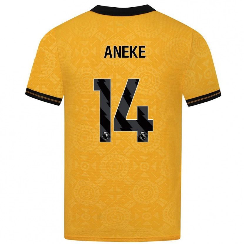 DanxenメンズAaron Aneke#14イエロー ブラックホームシャツ2025/26ジャージーユニフォーム