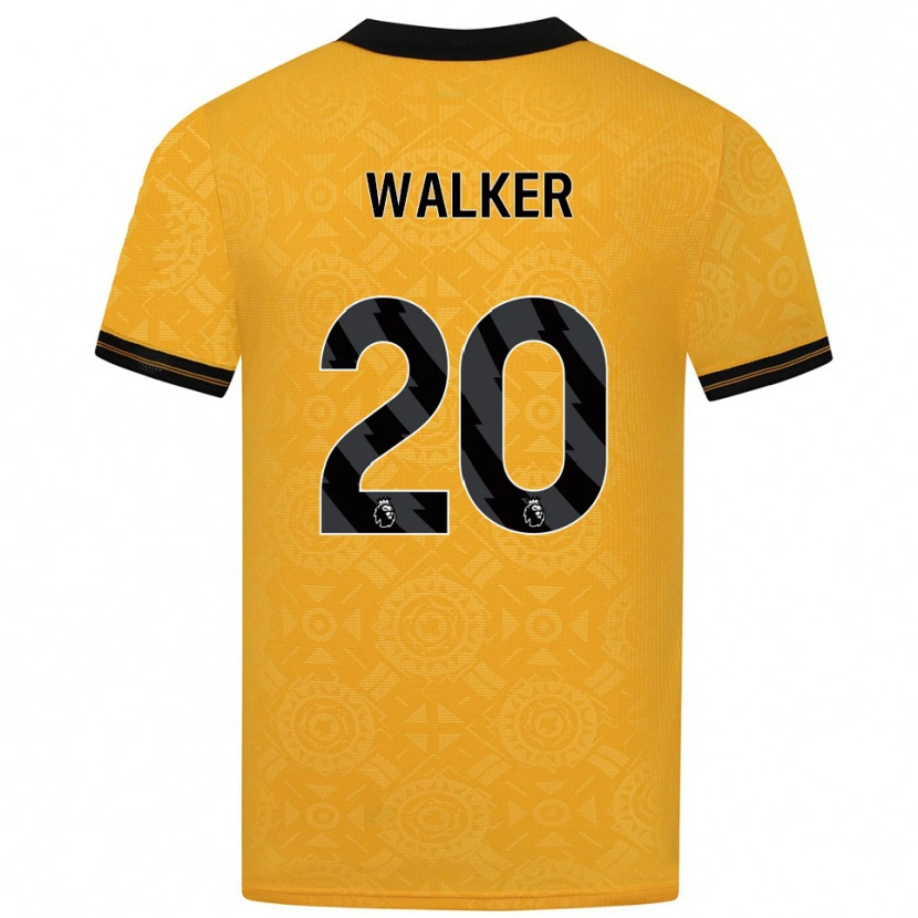 DanxenメンズLowri Walker#20イエロー ブラックホームシャツ2025/26ジャージーユニフォーム