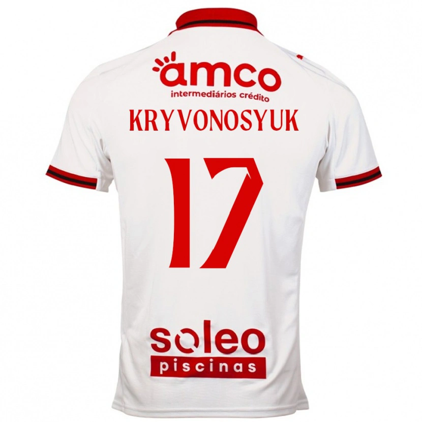 DanxenメンズLeonardo Kryvonosyuk#17ホワイト レッドアウェイシャツ2025/26ジャージーユニフォーム