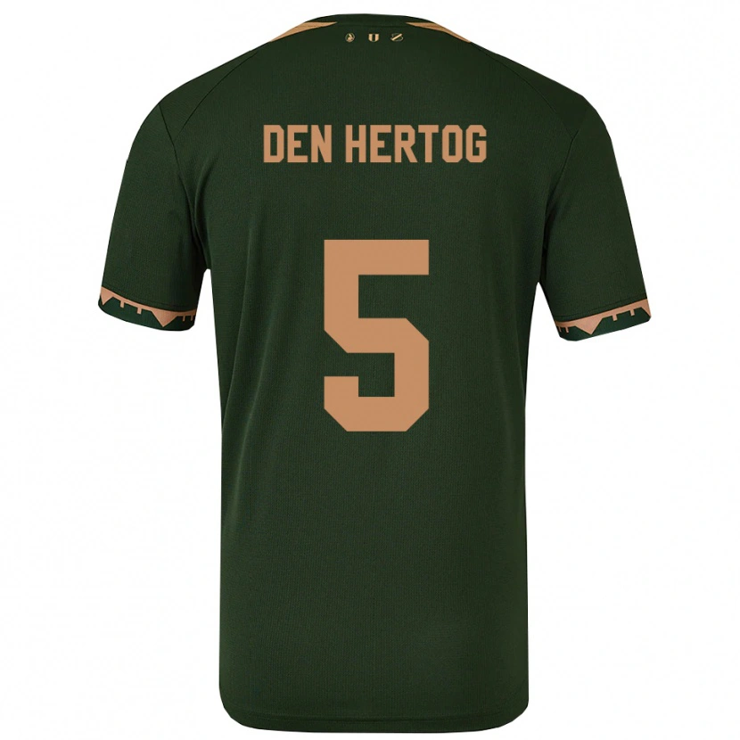 DanxenメンズMees Den Hertog#5グリーン ゴールドアウェイシャツ2025/26ジャージーユニフォーム