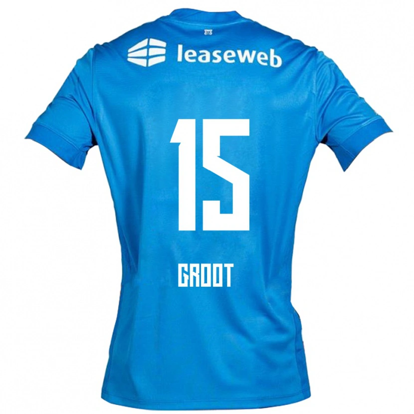 DanxenメンズPleun Groot#15ブルー ホワイトアウェイシャツ2025/26ジャージーユニフォーム
