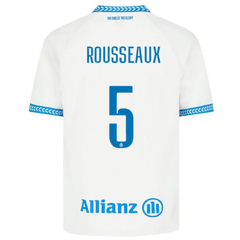 DanxenメンズLuca Rousseaux#5ブルー ホワイトアウェイシャツ2025/26ジャージーユニフォーム