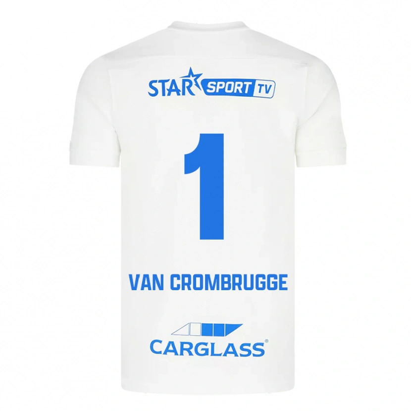 DanxenメンズHendrik Van Crombrugge#1ホワイト ブルーアウェイシャツ2025/26ジャージーユニフォーム