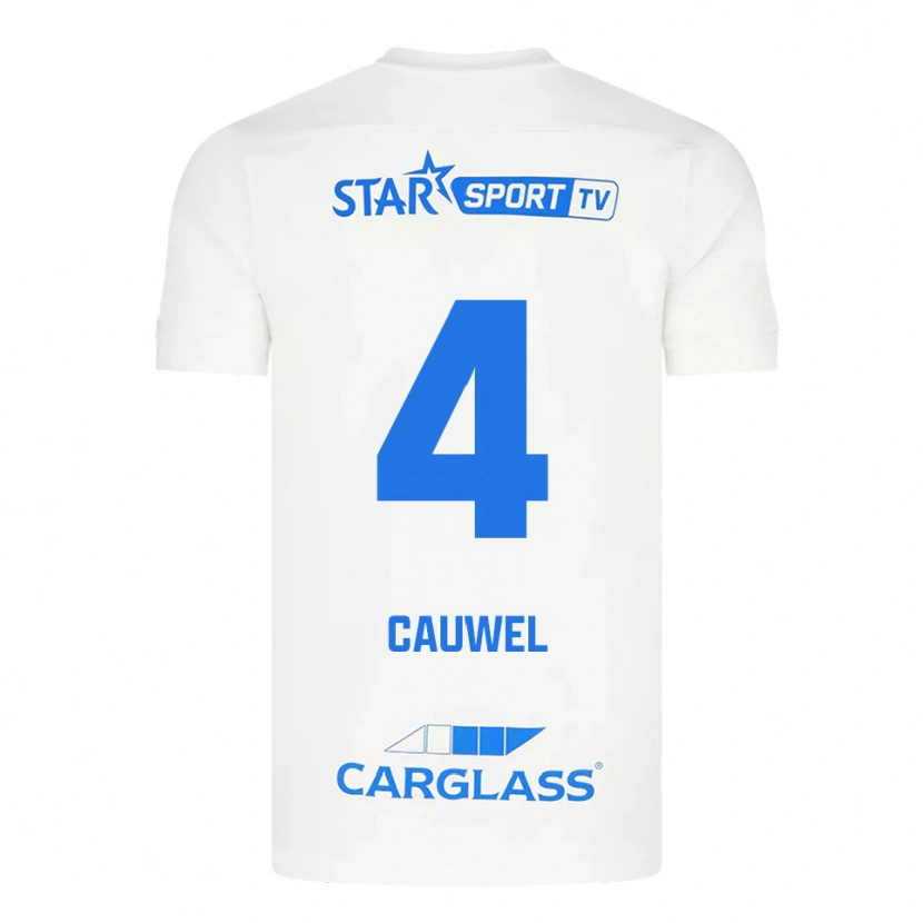 DanxenメンズMichiel Cauwel#4ホワイト ブルーアウェイシャツ2025/26ジャージーユニフォーム