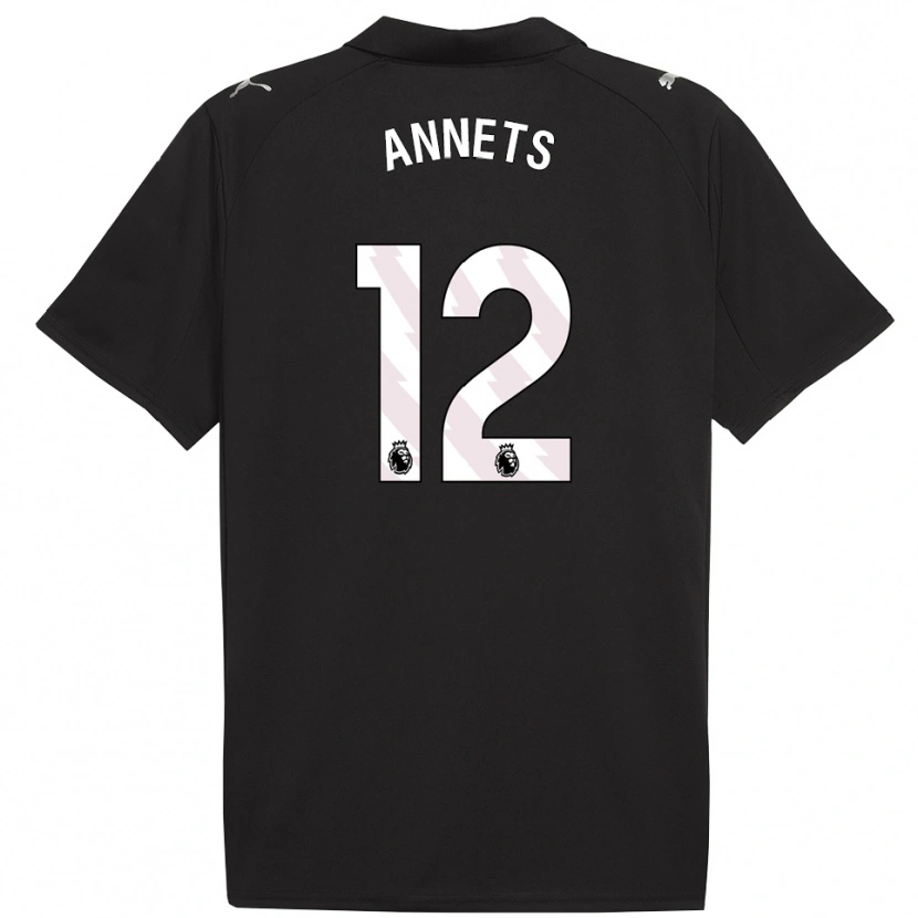 DanxenメンズEve Annets#12ブラック ホワイトアウェイシャツ2025/26ジャージーユニフォーム