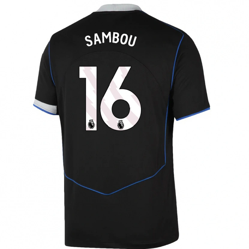 DanxenメンズGabriel Sambou#16ブラック ブルー シルバーサードユニフォームシャツ2025/26ジャージーユニフォーム