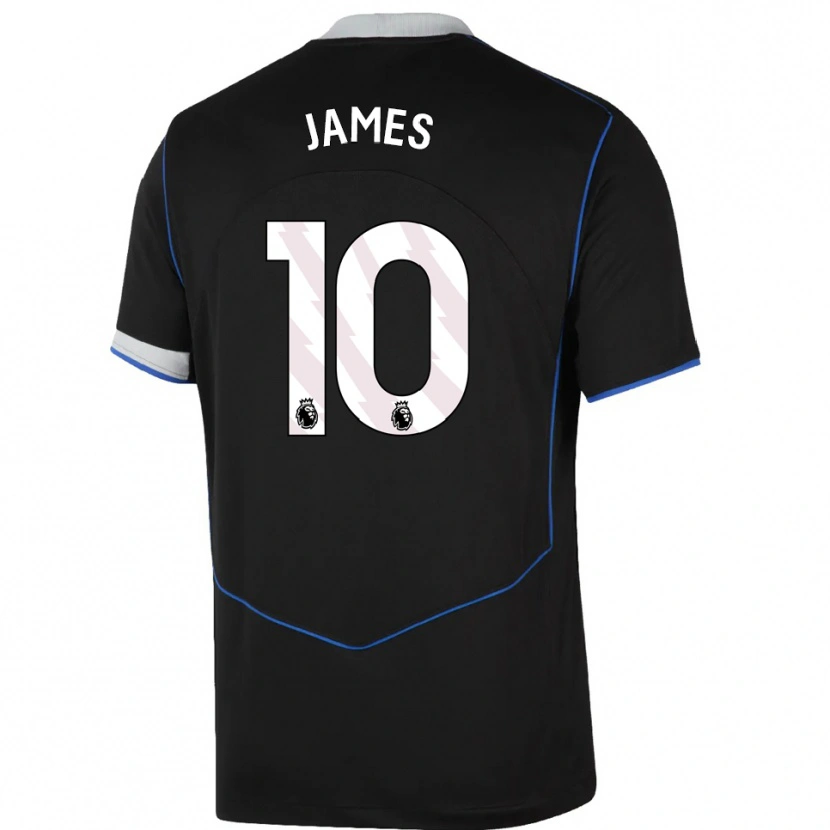Danxenメンズローレン・ジェームズ#10ブラック ブルー シルバーサードユニフォームシャツ2025/26ジャージーユニフォーム