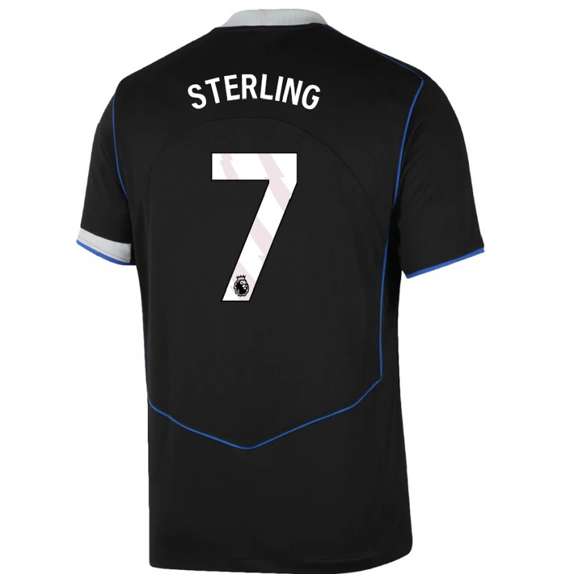 Danxenメンズラヒーム・スターリング#7ブラック ブルー シルバーサードユニフォームシャツ2025/26ジャージーユニフォーム