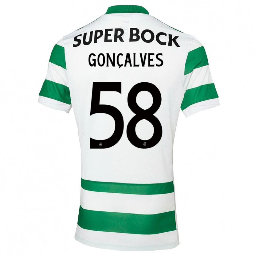 DanxenレディースFlávio Gonçalves#58グリーン ホワイトホームシャツ2025/26ジャージーユニフォーム